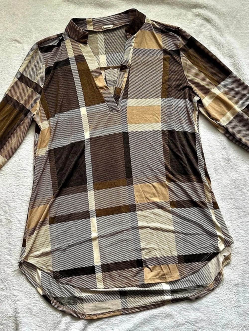 Plaid Blouse in Brown & Black Like New
